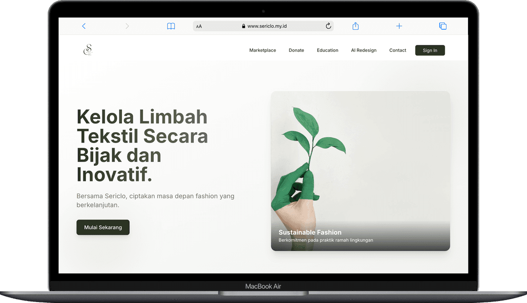 Sericlo e-commerce platform mockup